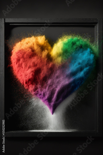 heart in rainbow color powder 