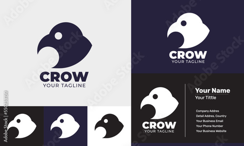 Flat design crow modern logo template