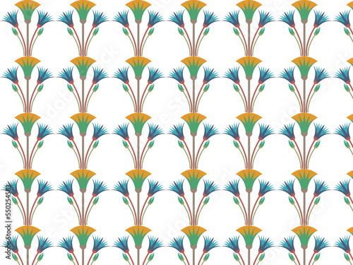 Ancient Egypt Lotus Flowers Pharaonic symbol - Illustration Vector Background Pattern
