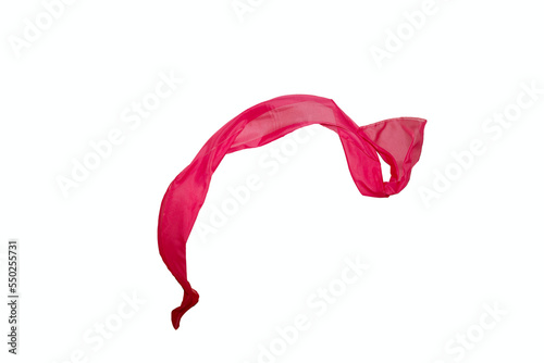 wavy red silk scarf isolated on white background