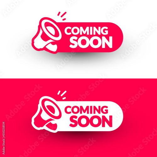 Round Label Set With Speaker And Text Coming Soon