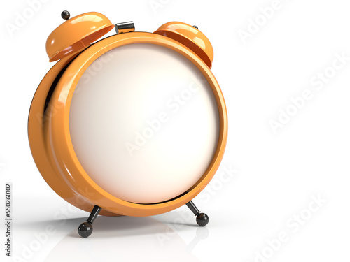 Yellow alarm clock with the empty dial for your text