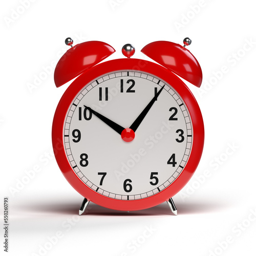 Abstract alarm clock on white background. 3D rendering.