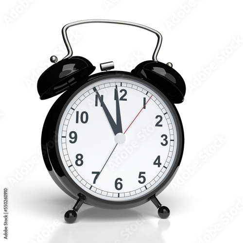 Abstract alarm clock on white background. 3D rendering