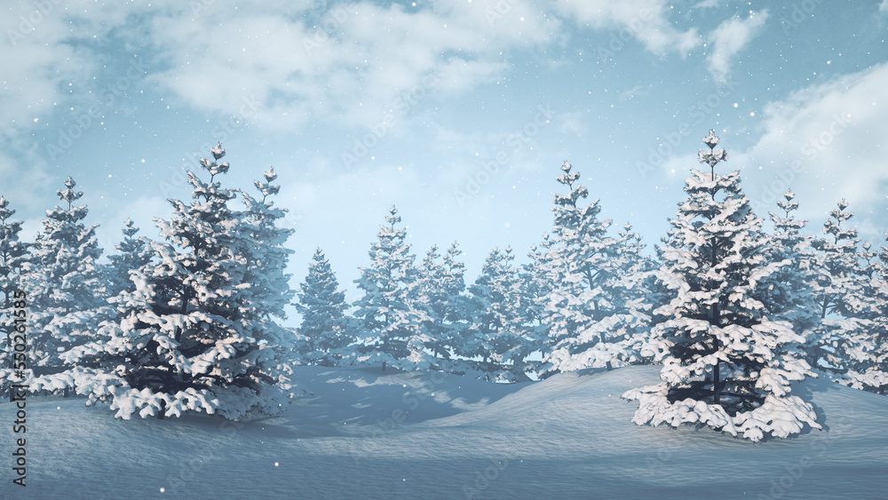 Christmas or winter background with snow fall