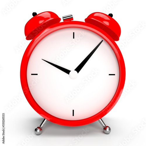 Alarm clock on white background. 3D rendering