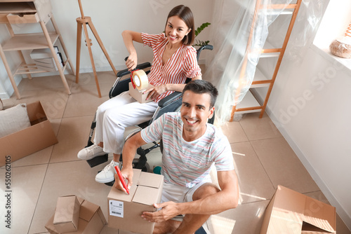 Young man and his wife in w...