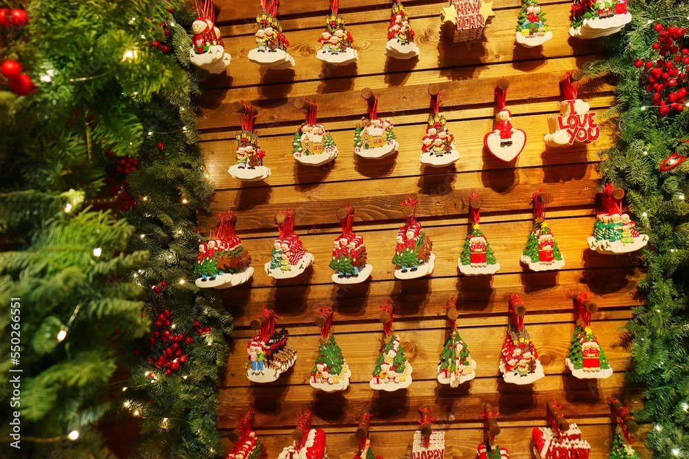 sale of Christmas decorations at the fair