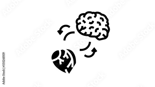 baroreflex heart and brain line icon animation photo