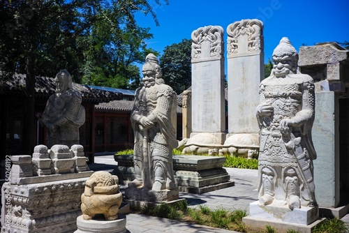 Sculptures outside Wuta Temple in Beijing, China photo