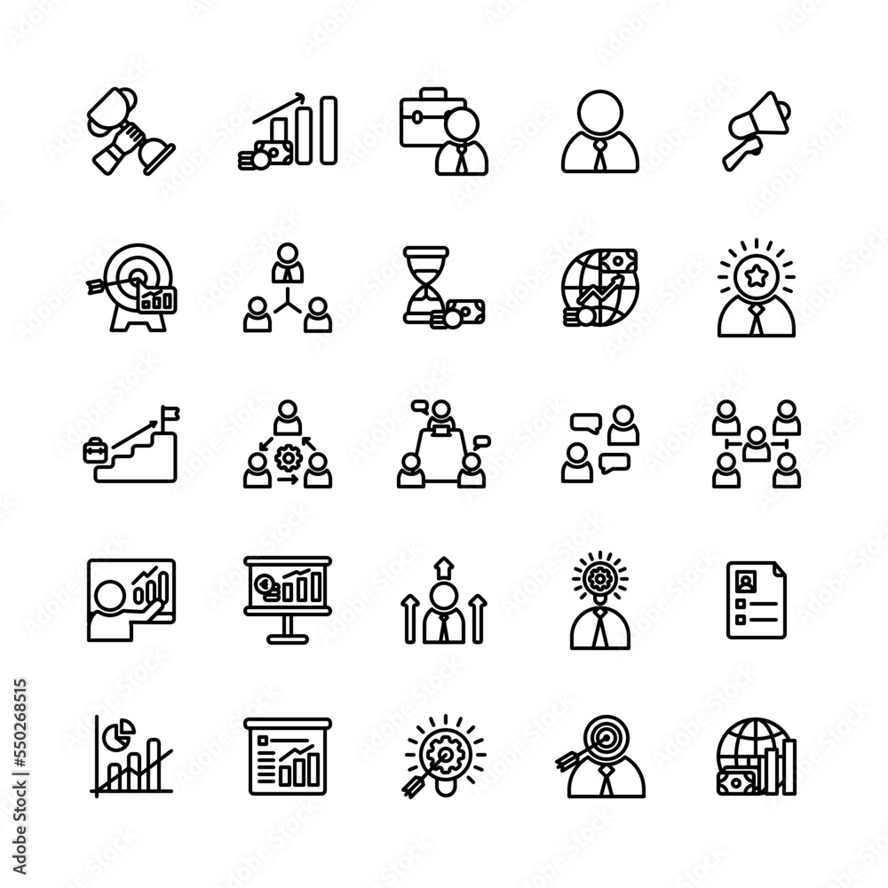 Simple business and finance icons - collection of outline icons suitable for use as a design element.