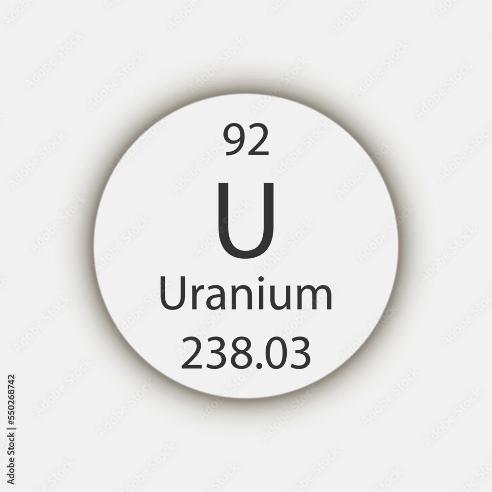 Uranium symbol. Chemical element of the periodic table. Vector illustration. Uranium symbol. Chemical element of the periodic table. Vector illustration.