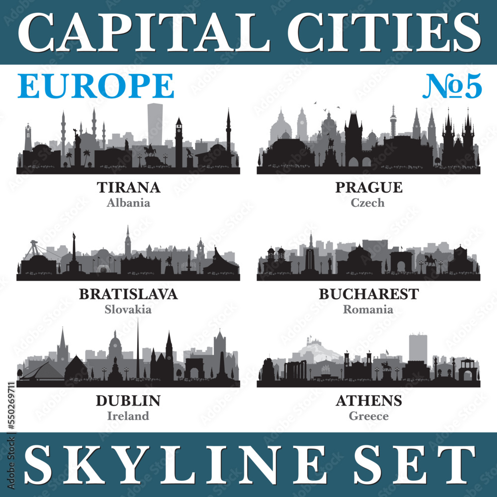 Capital cities skyline set. Europe. Part 5