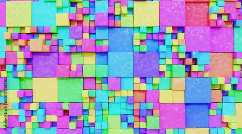 Fun background made of colorful different cubes
