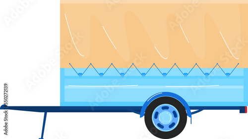trailer transport transportation vector isolated on white, vehicle car on road, truck, cargo
