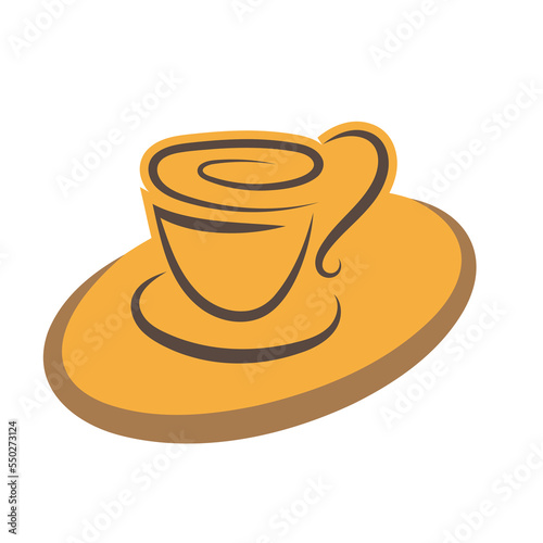 vector illustration of a cup of hot coffee with steam. coffee shop logo design.