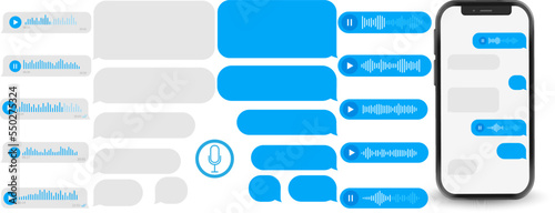 Vector audio message with linear sound waves. Design element for social networks