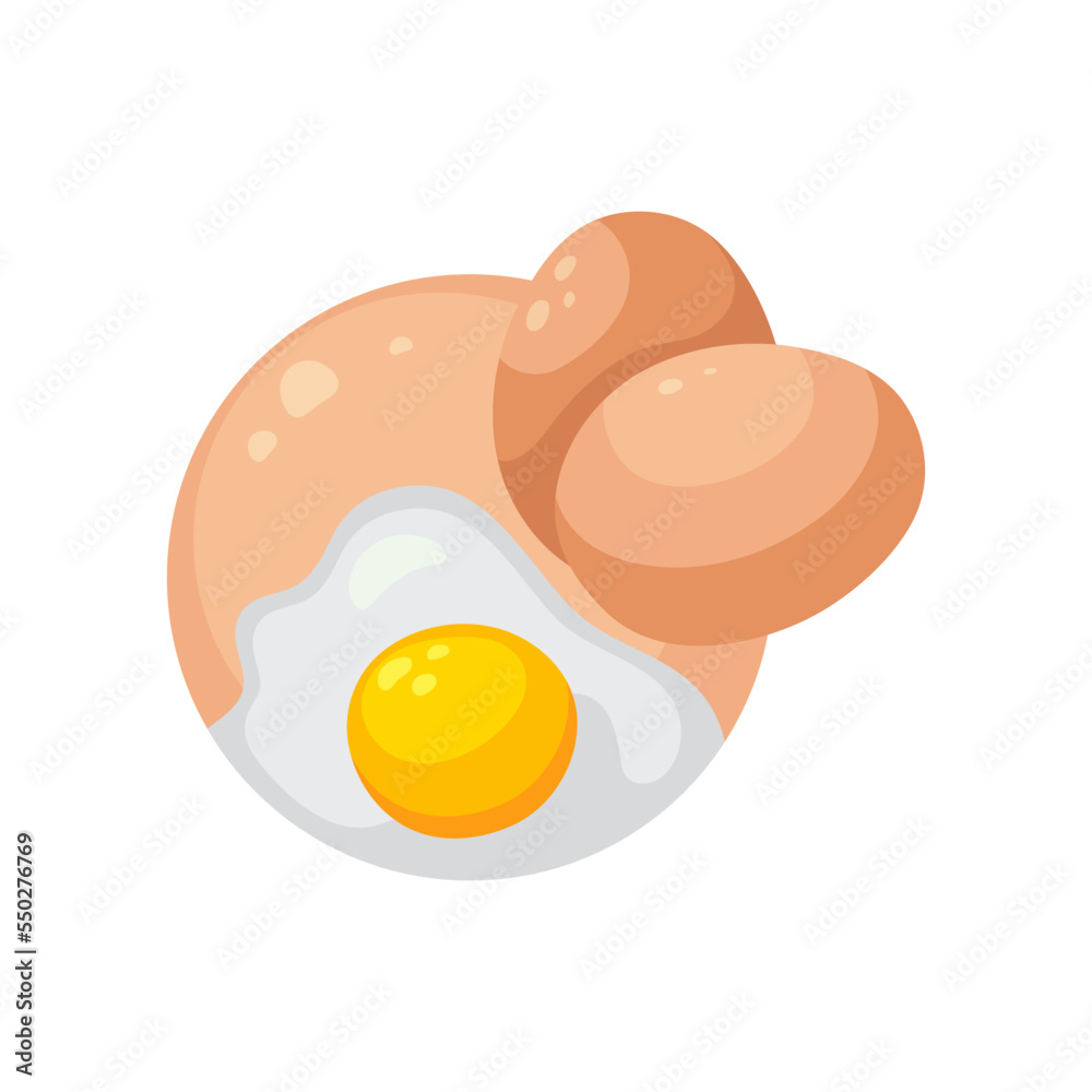 Eggs for homemade facial mask vector illustration. Natural ingredient for DIY scrub, face or hair mask, egg on white background. Skin care, nature concept Eggs for homemade facial mask vector illustration. Natural ingredient for DIY scrub, face or hair mask, egg on white background. Skin care, nature concept