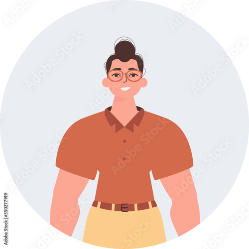 Round guy avatar. Character in modern trendy style.