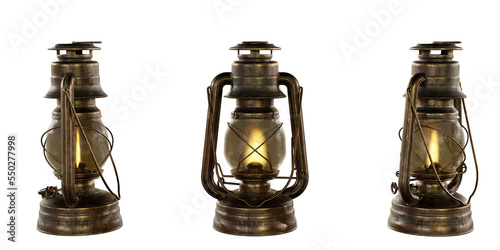 Fotografía set of antique gas lanterns, 3D rendering