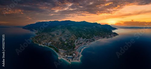 Beautiful beach near Podgora town, Dalmatia, Croatia. Makarska riviera, 