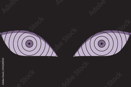 Rinnegan eye illustration,eye vector isolated on black background. photo