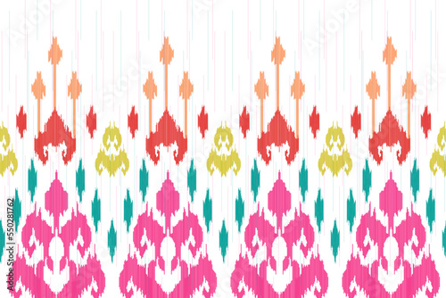 Ikat ethnic seamless pattern decoration. Aztec fabric carpet boho mandalas textile decor wallpaper. Tribal native motif ornaments African American folk traditional embroidery vector background 