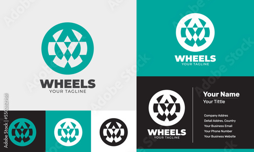Flat design tire wheel modern logo template