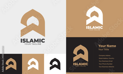 Flat design islamic dome modern logo template