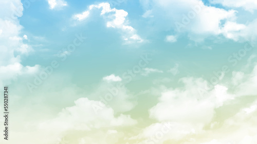 pastel sky and white clouds. On a clear sky, floating clouds.