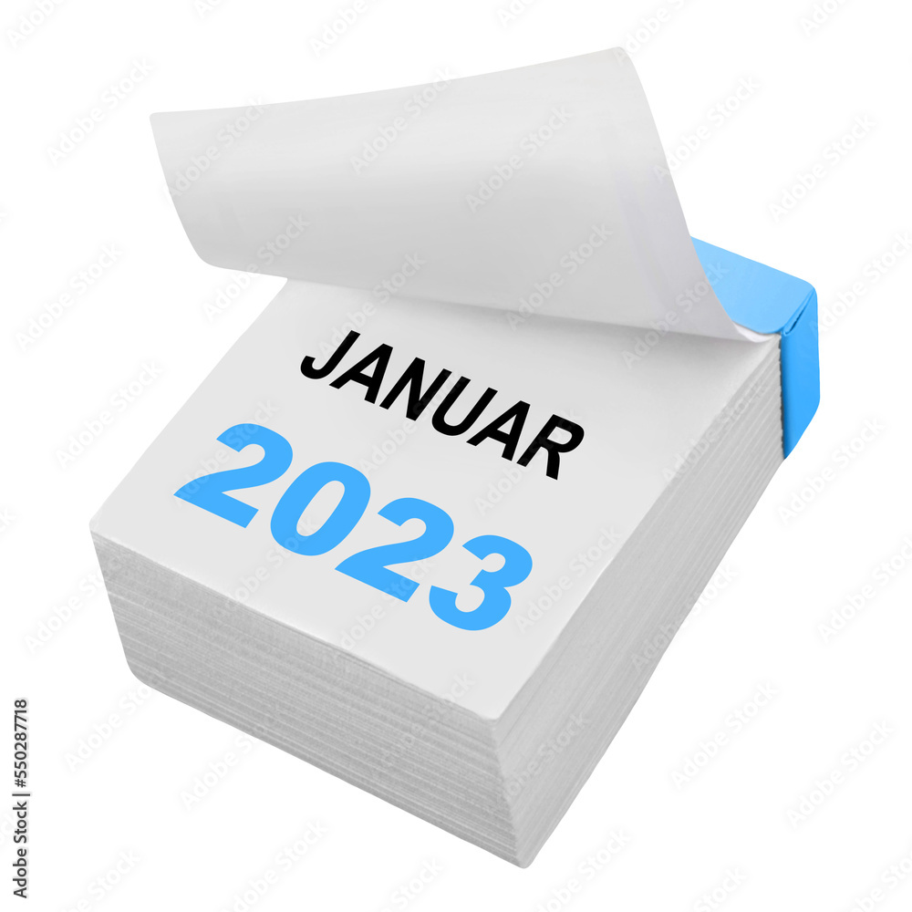 Deutscher Kalender Monat Januar 2023 und Hintergrund transparent