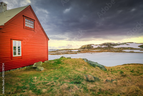 Norwegian rorbu in Hardanger vidda national park, Norway , Scandinavia © Aide