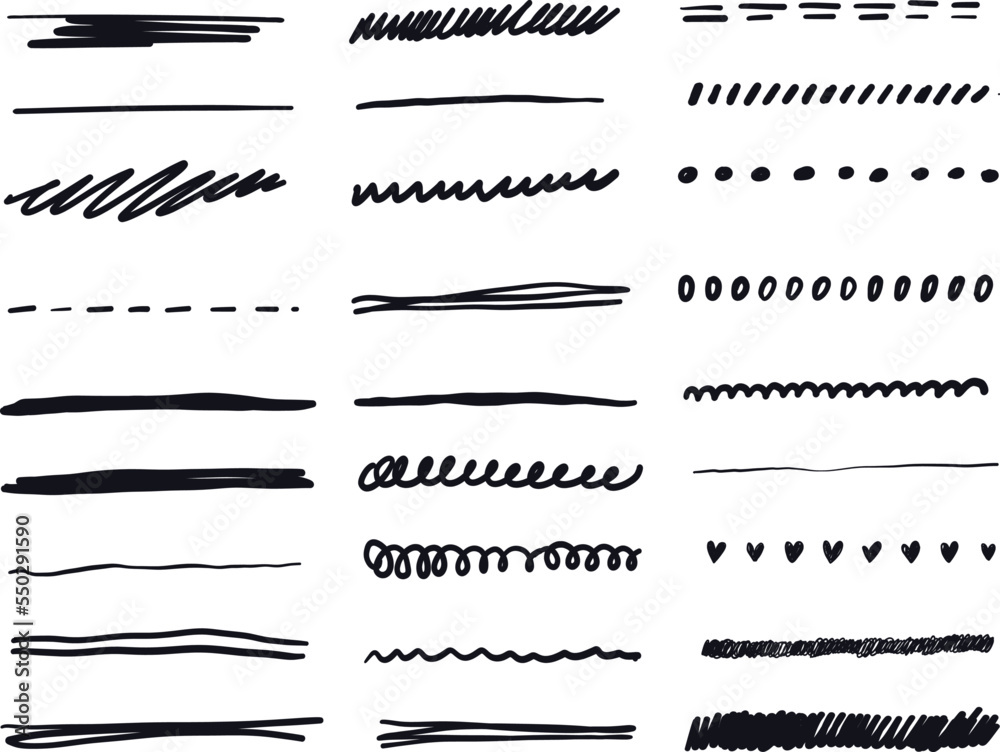 Vector line grunge sketch border. Hand Drawn Brush pen stroke Vector line grunge sketch border. Hand Drawn Brush pen stroke
