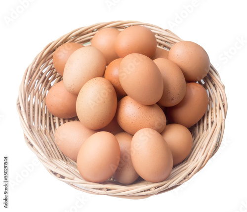 Wallpaper Mural Fresh chicken eggs in woven bamboo basket isolated on white background with clipping path in png file Torontodigital.ca
