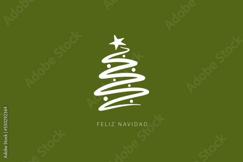 Spanish text: Feliz Navidad. Merry Christmas. Card template. Vector illustration