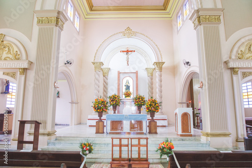 church decorated for wedding ceremony