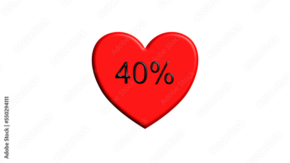 40 red heart percent discount sale