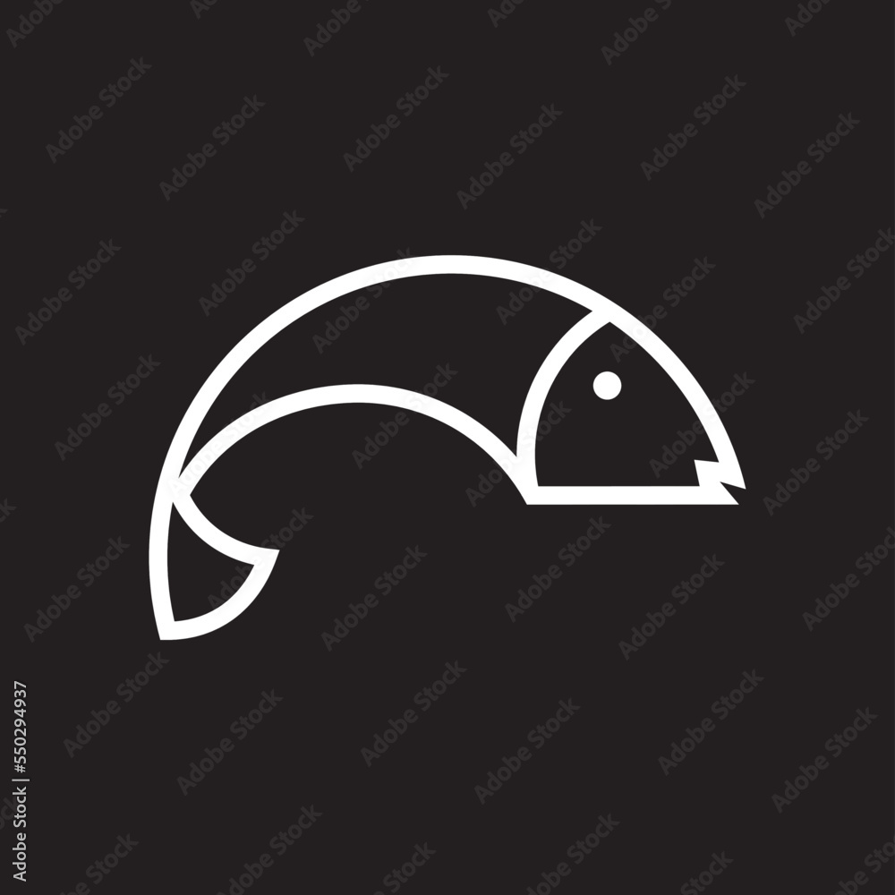 Fish line icon vector image , logo line fish Fish line icon vector image , logo line fish