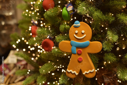  New Year. Christmas tree toy in the form of gingerbread
