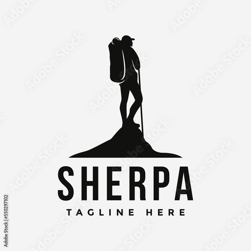 Silhouette Sherpa simple logo design on white background