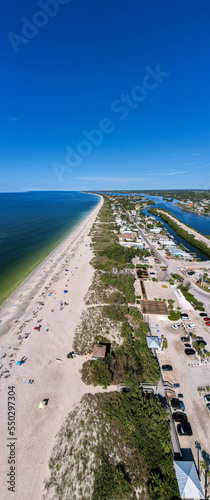 Aerial Drone Nokomis Beach. Gulf of Mexico on Casey Key in Nokomis Florida, United States. Red tide water. photo