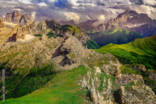 Mt Pelmo, Civetta, and Dolomites pinnacles in sudtirol near Cortina d Ampezzo photo