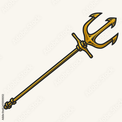 Trident Poseidon colorful vintage emblem
