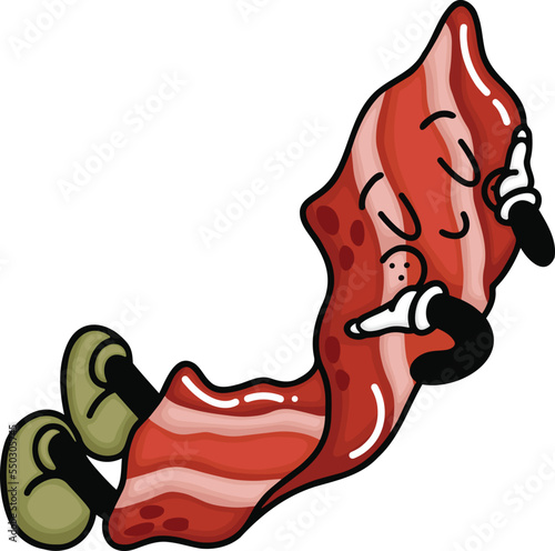 a vector of a cute cartoon bacon
