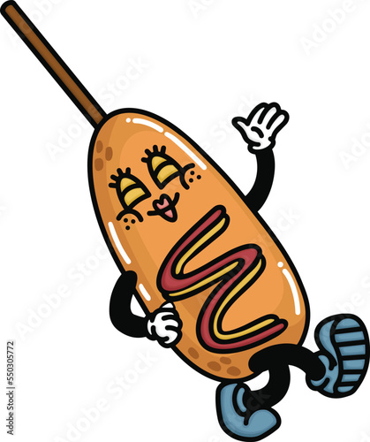 a vector of a cute cartoon corndog