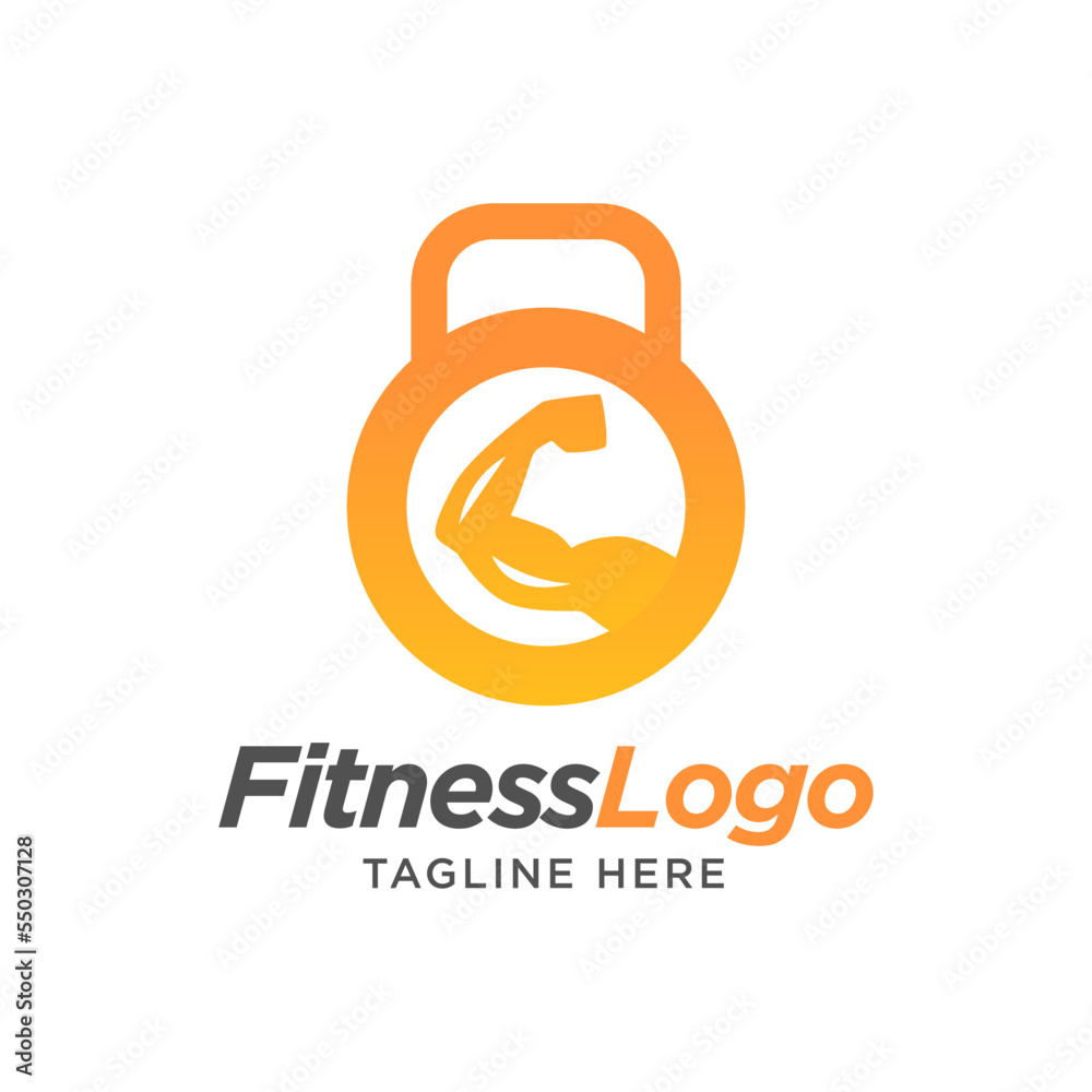 Obraz premium Gym logo, fitness logo, Logo template with the image of a muscular arm