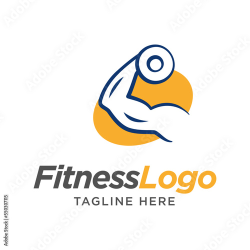 Gym logo, fitness logo, Logo template with the image of a muscular arm