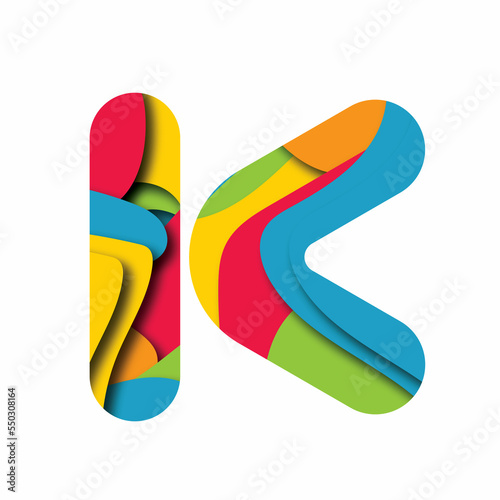 3d illustration creative K logo. Cut out