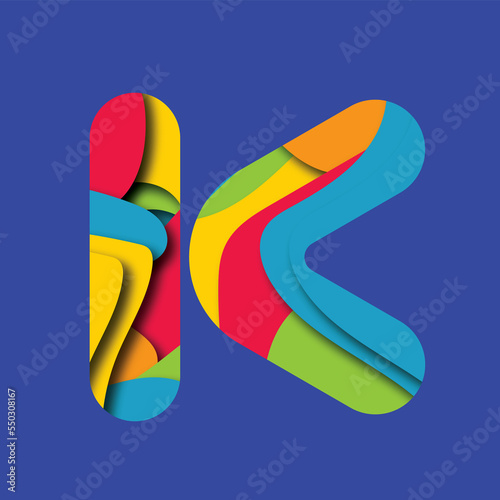 3d illustration creative K logo. Cut out