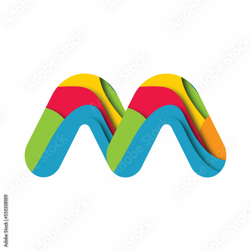 3d illustration creative M logo. Cut out